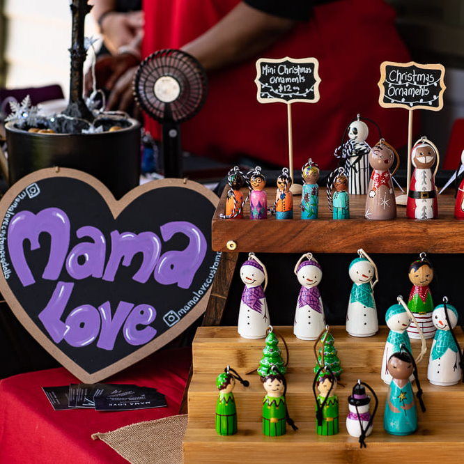 small christmas figurines by mama love at victoria park centre for the arts christmas art and craft market stall 2021