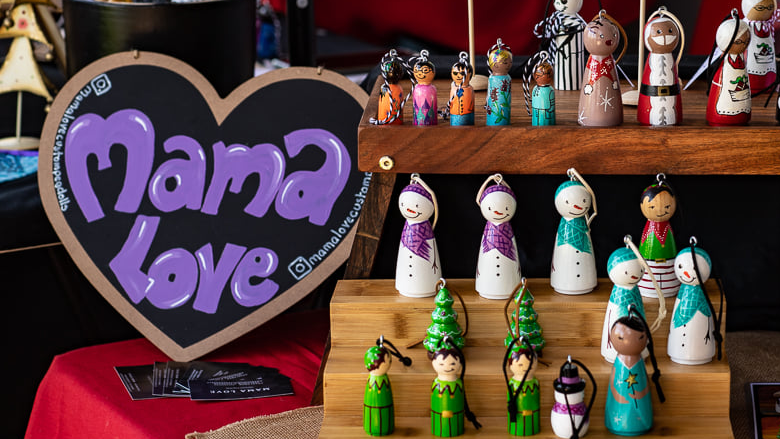 small christmas figurines by mama love at victoria park centre for the arts christmas art and craft market stall 2021